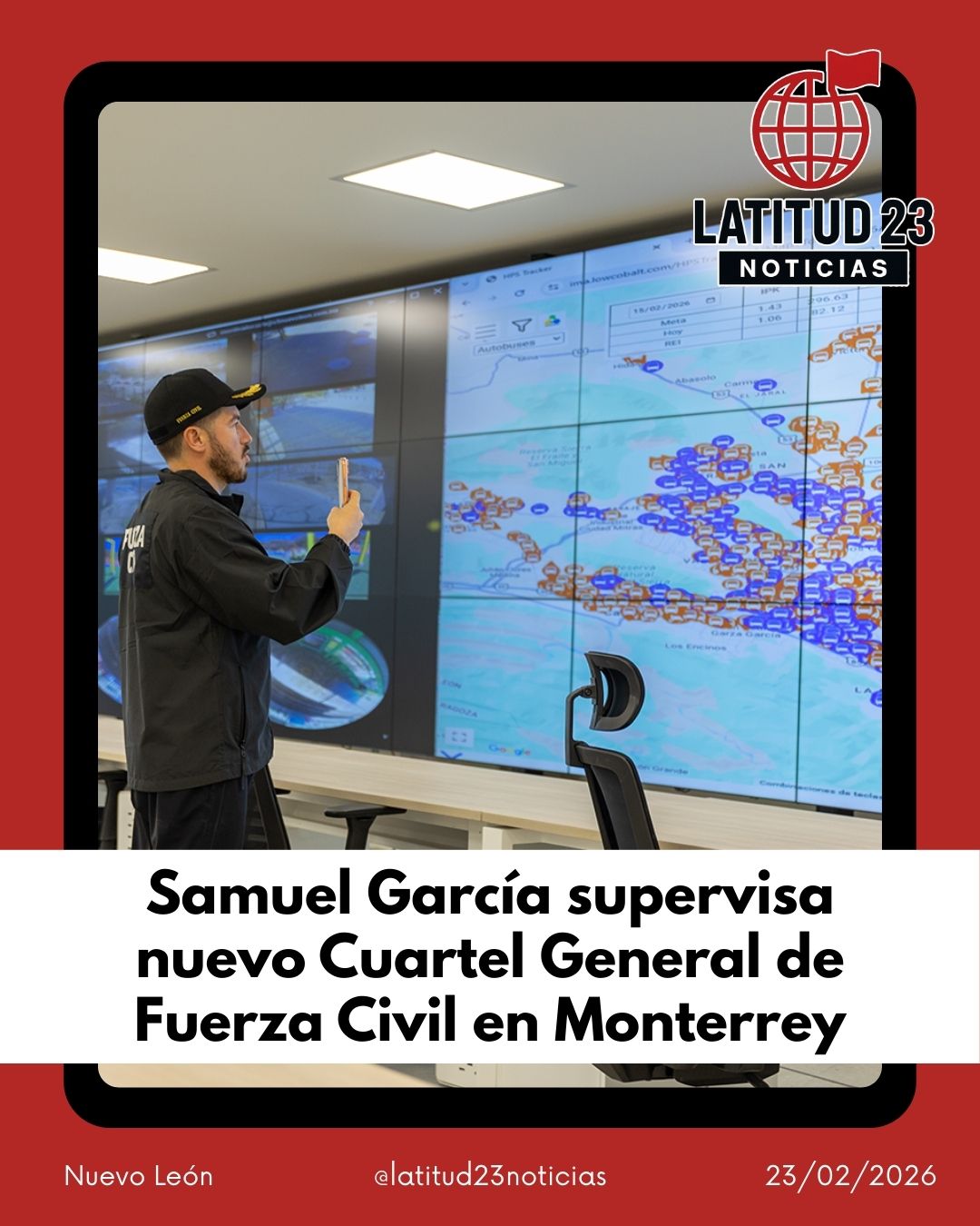Samuel García supervisa nuevo Cuartel General de Fuerza Civil en Monterrey